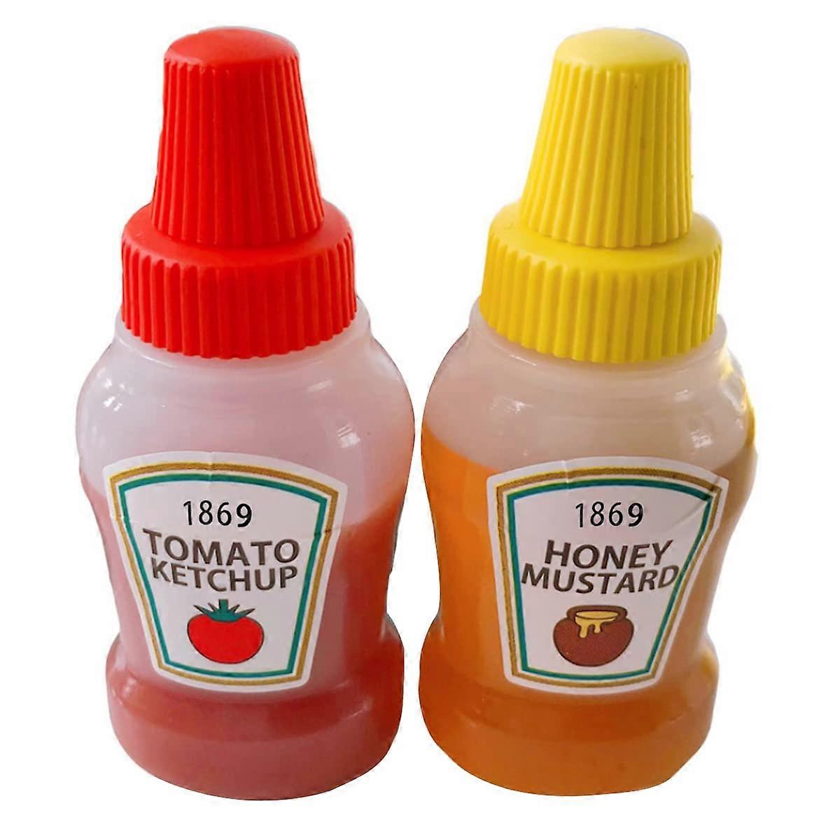 2 Pcs Mini Condiment Squeeze Bottles 25ml Leakproof Refillable Sauce Containers for Bento Box