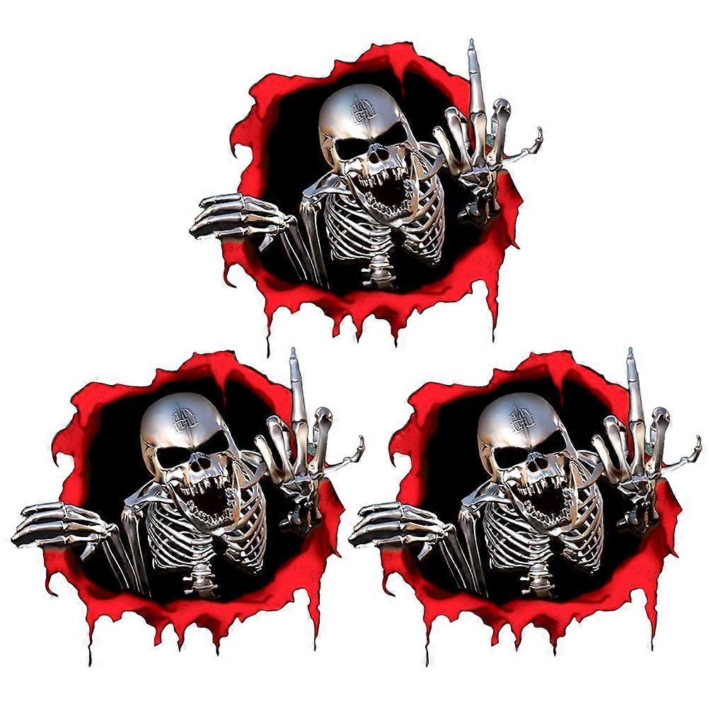 Simulated Skull Stickers Skull Car Emblem for Decor Use 3Pcs Set