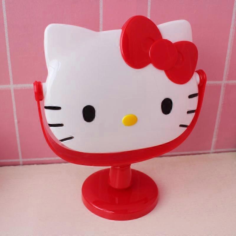 Hello Kitty Y Mirror Desktop Makeup Mirror Rotatable Cat Head Practical Portable Small Mirror Elevated Table Mirror