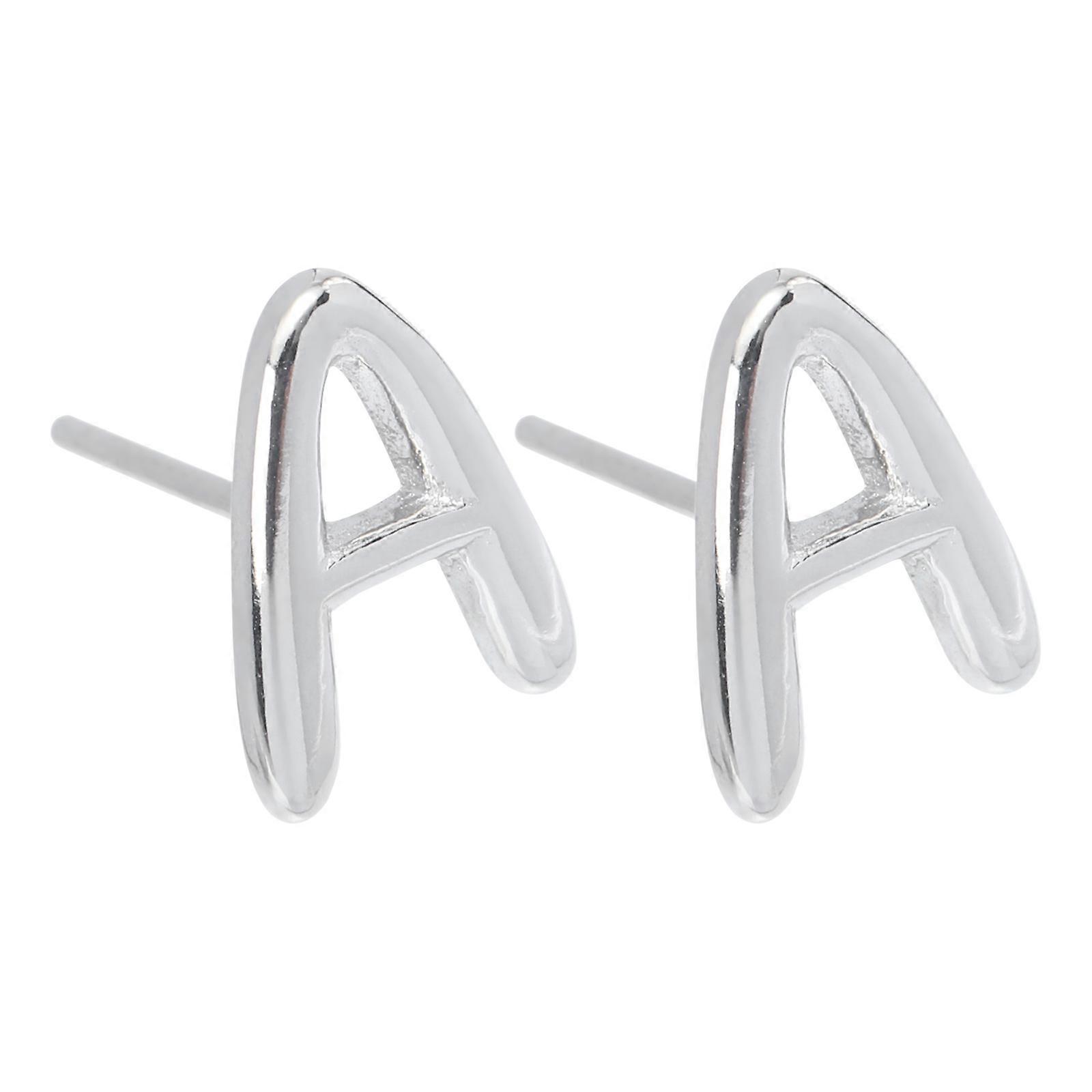 Silver Alphabet Letter Earrings A Initial Studs for Decor 1Pair Pierced Earrings
