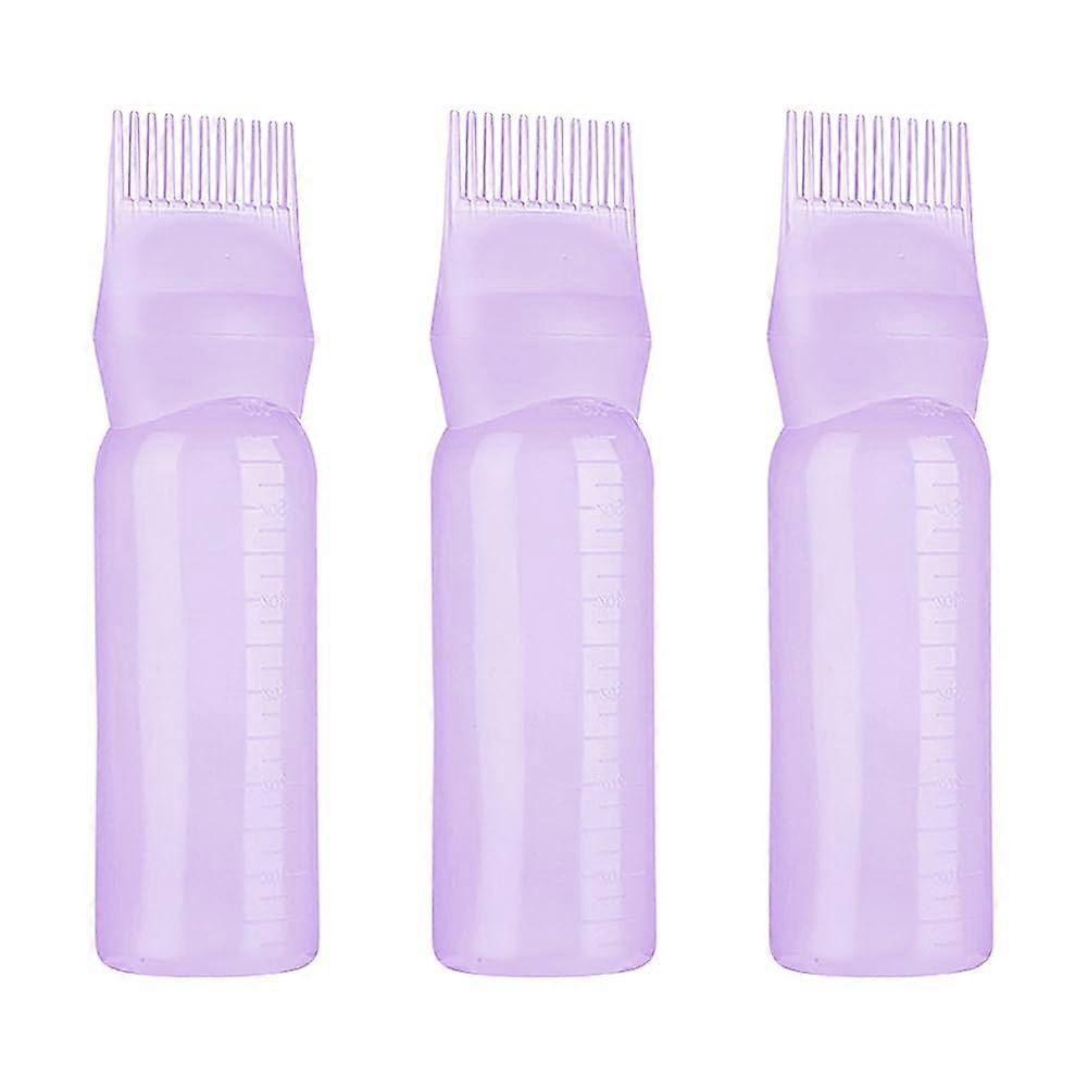 Hair Dye Applicator Bottle Set, 3 Pcs 160ml Root Comb with Graduated Scale, Purple