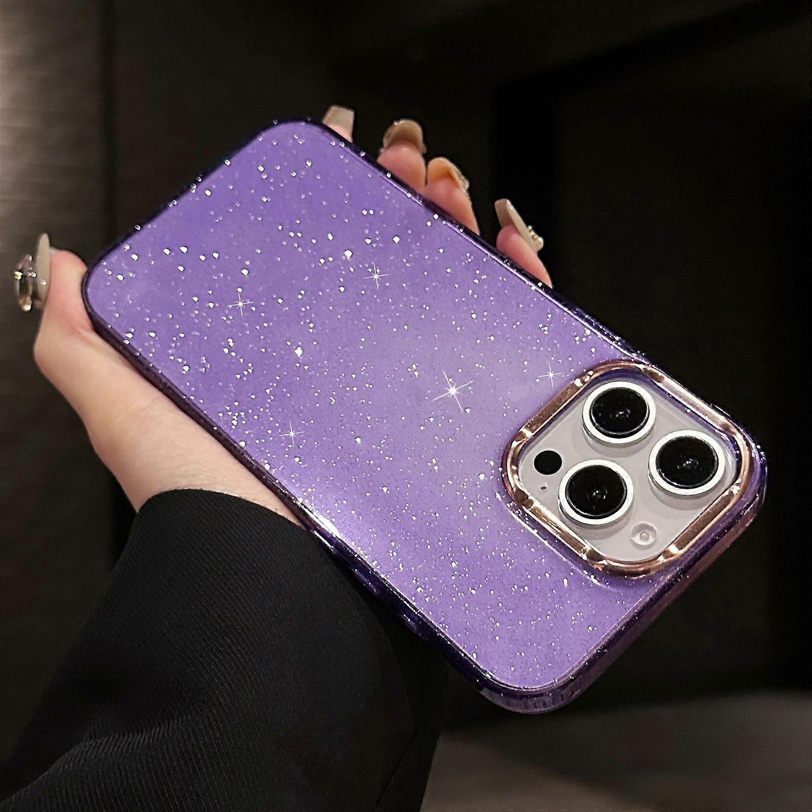 For iPhone 16 Pro Case IMD Sparkle Sequin PC+TPU Shockproof Phone Cover