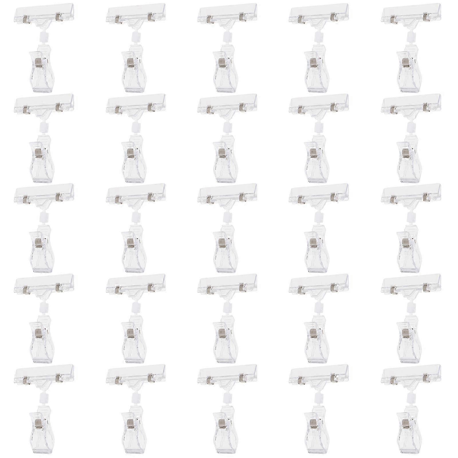 Double Display Label Clip Plastic Rotatable Sign Holder Clip for 50Pcs