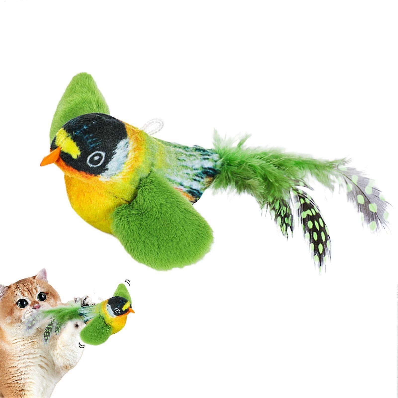 Interactive Bird Cat Toy with Touch Activated Realistic Motion, Plush Chew Safe for Active Play