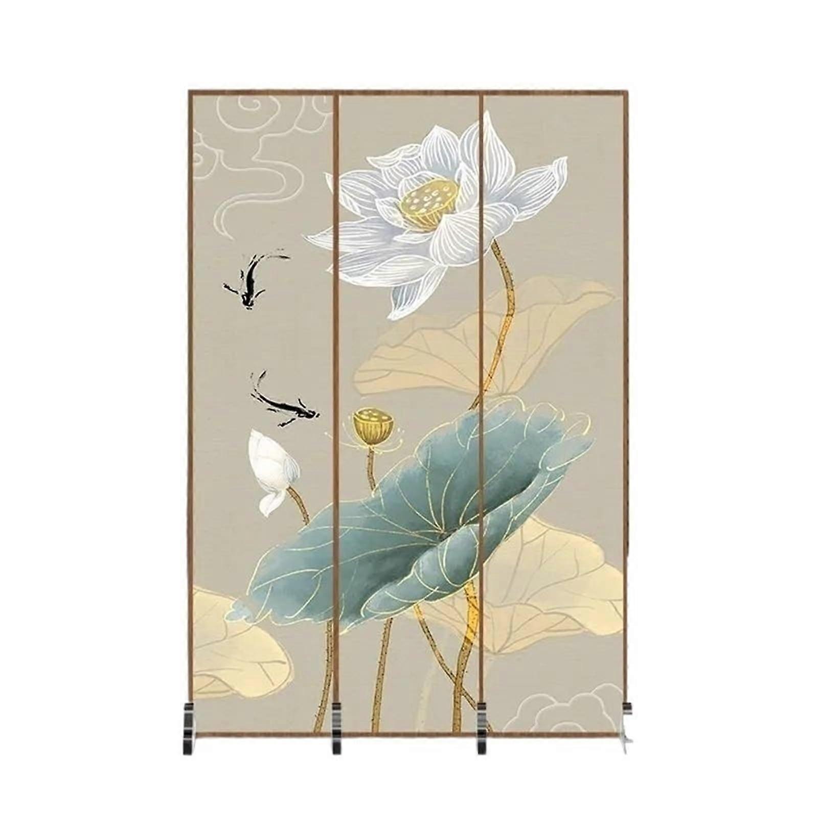 Bamboo Folding Room Divider 3Panel Vintage Floral Privacy Screen Durable SpaceSaving Design
