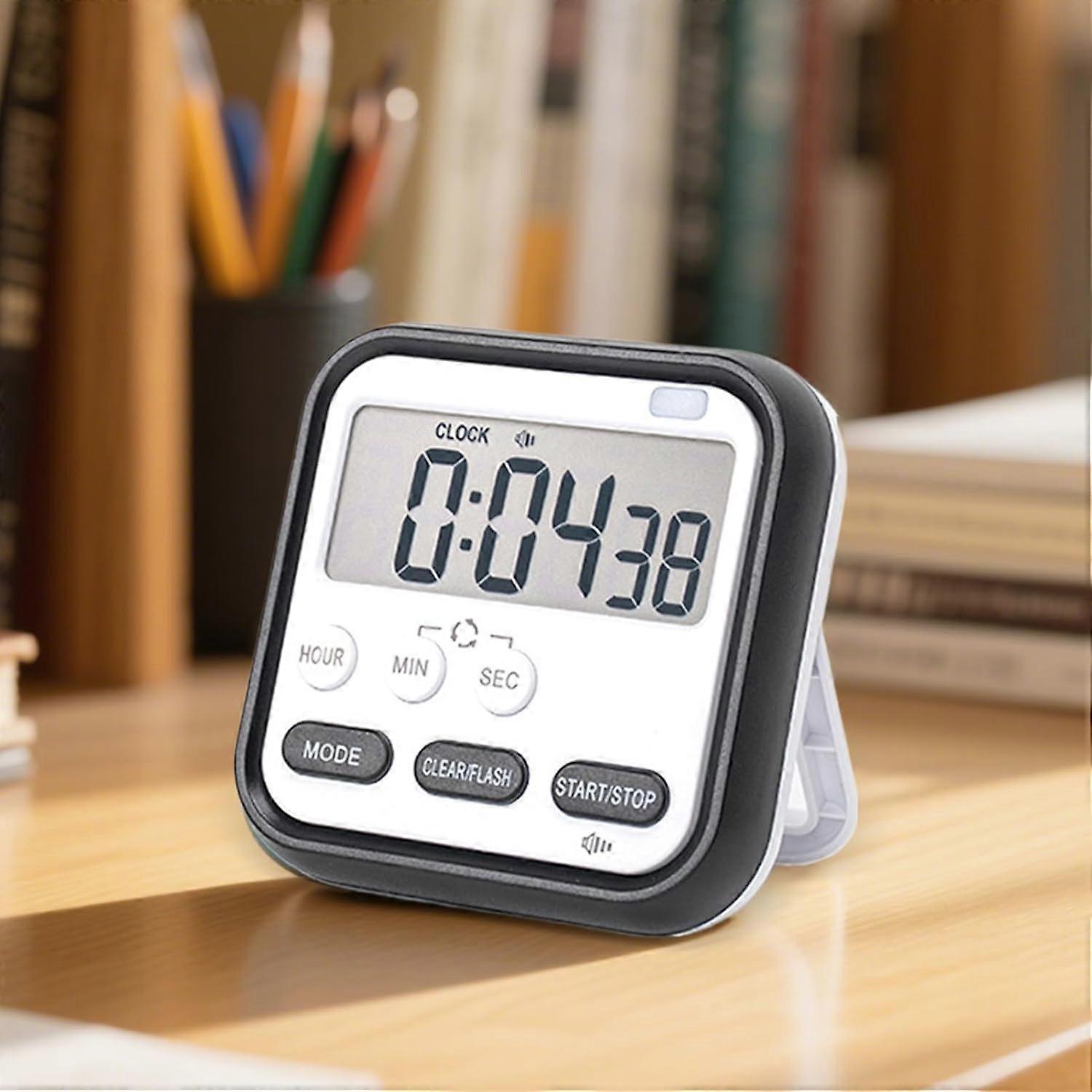 Digital Kitchen Timer with Large Screen, Silent Operation for Cooking, Study, Workouts, Black