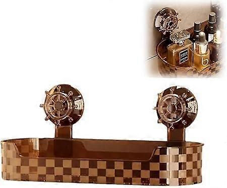 Shower Shelf with Suction Cups, Punch Bathroom Organizer, Removable Wall Mount Storage Rack, Amber