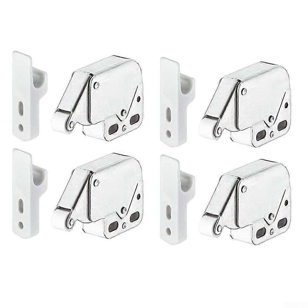 Cabinet Door Latch 4 Pack Spring Loaded Push to Open Secure Lock with Durable Metal and Plastic