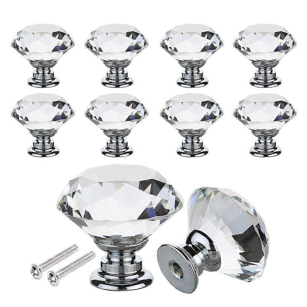 12 Crystal Cabinet Knobs, Glass Pulls for