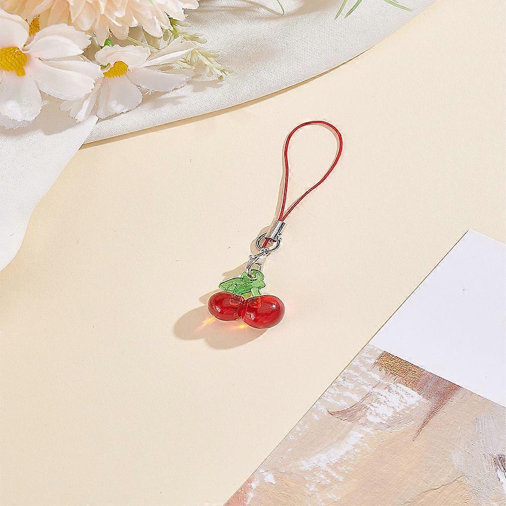 1pc Alloy Acrylic Mobile Straps Cherry Red 80mm