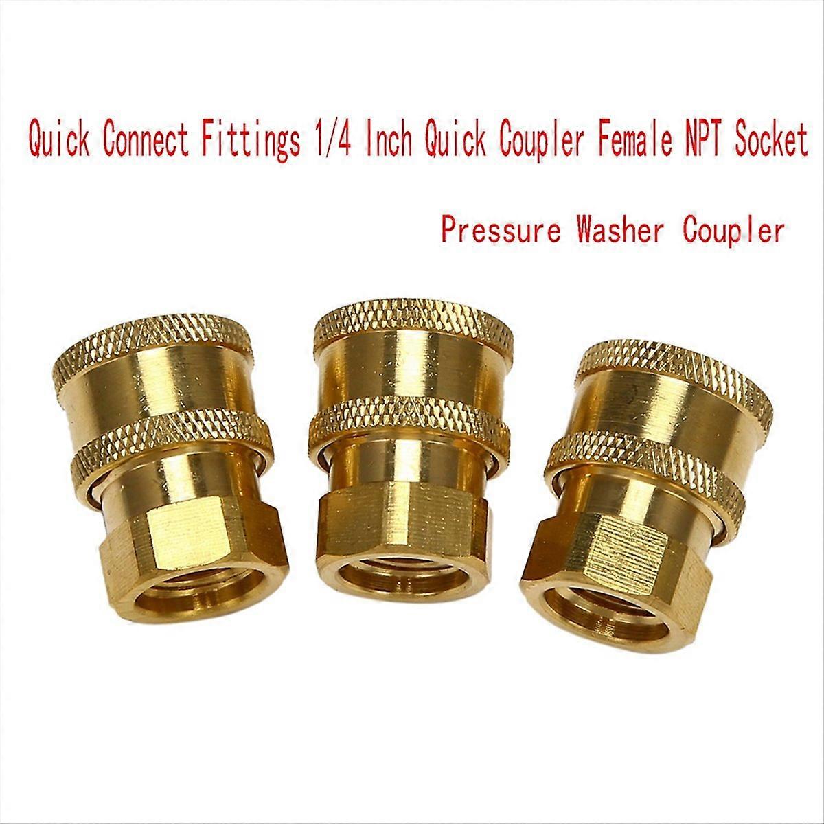3Pcs Pressure Washer Coupler,1/4 Inch Quick Coupler Female NPT Socket