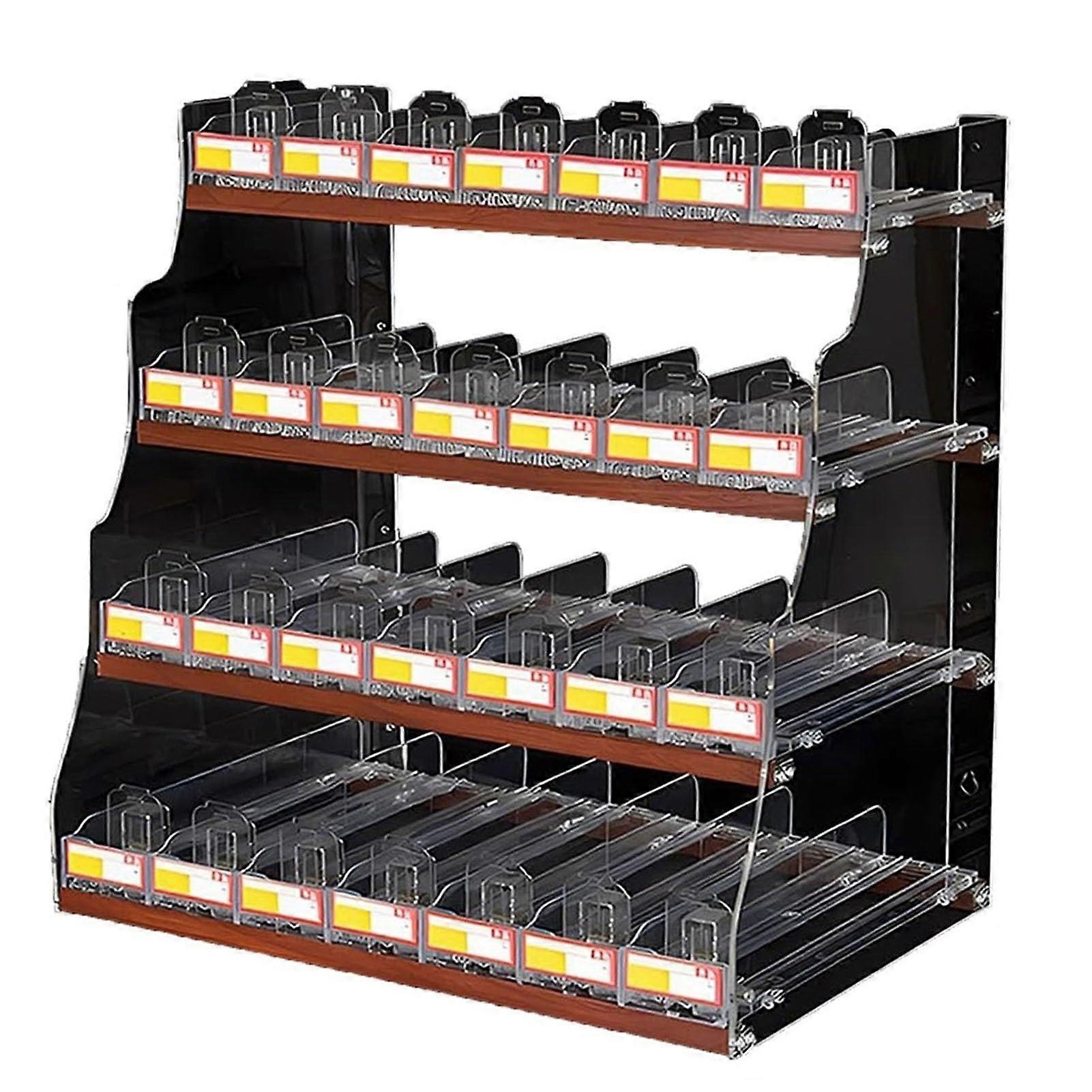 Acrylic Cigarette Display Rack with Automatic Pusher, Clear 25 Tier Countertop Organizer