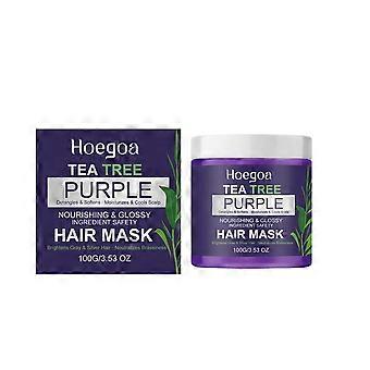 Tea Tree Purple Hair Mask Toner with Argan Oil, Deep Conditioner for Dry Damaged Bleached, Blonde White & Gray Hair, Relieves Itchy Scalp, Removes Bra