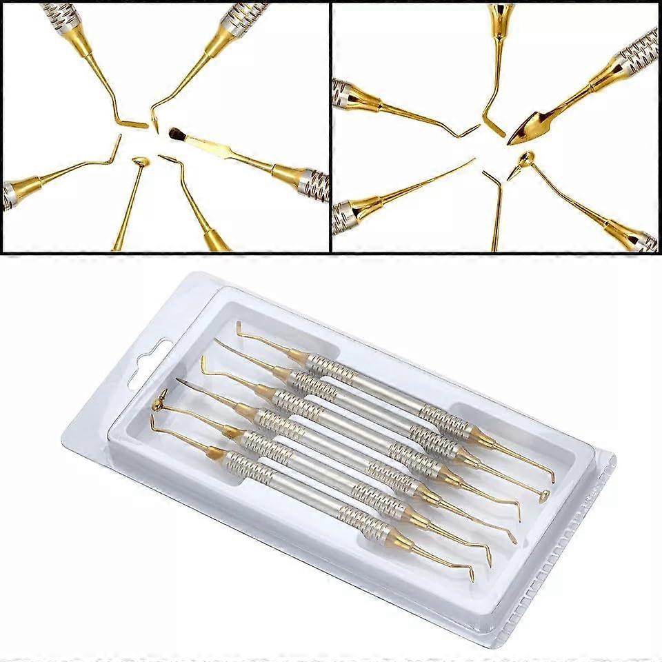 Dental Composite Instruments 6 Piece Restorative Set with Ergonomic Grip and Titanium Coated Tips