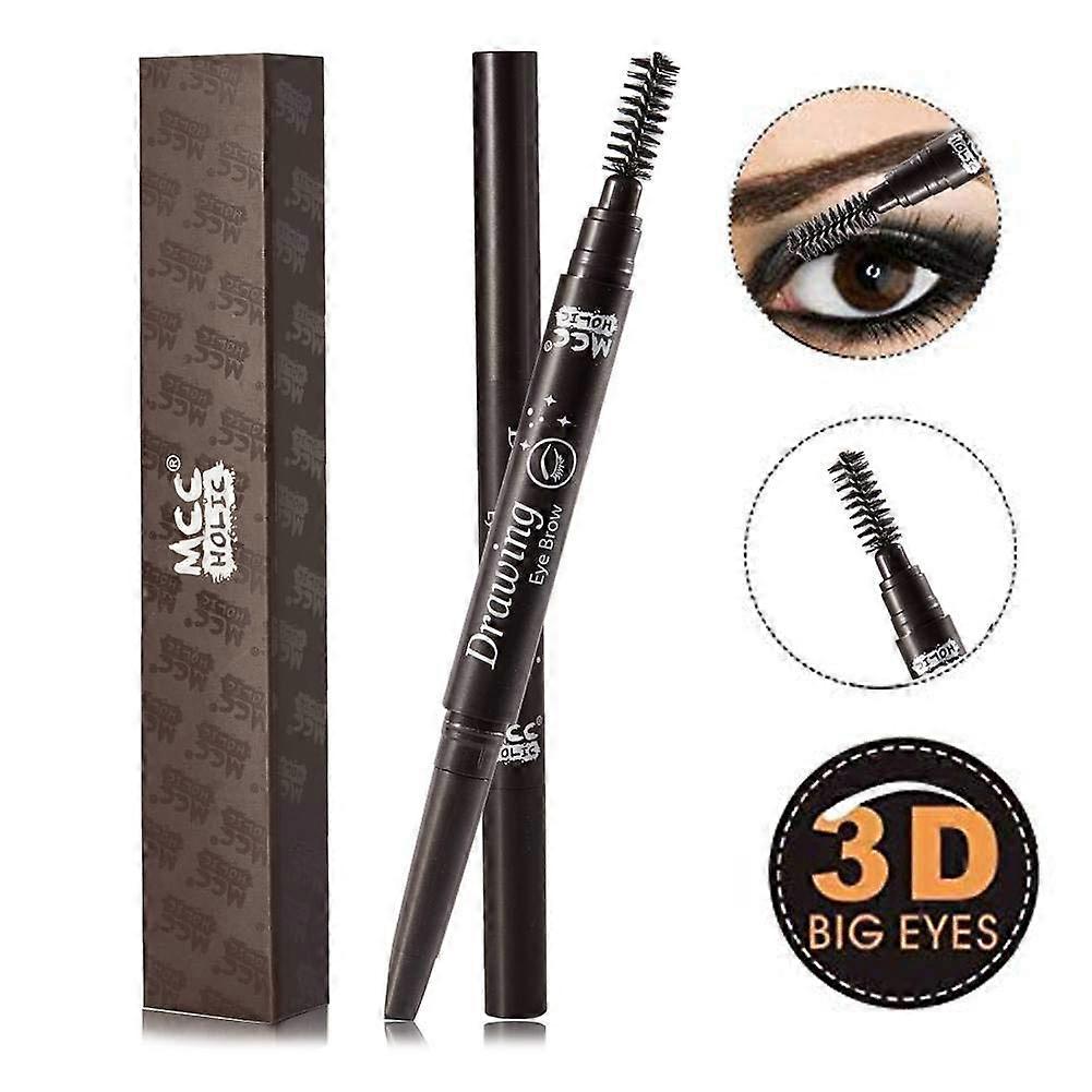 Waterproof Triangular Eyebrow Pencil with Brush, LongLasting Light Brown Rotary Design
