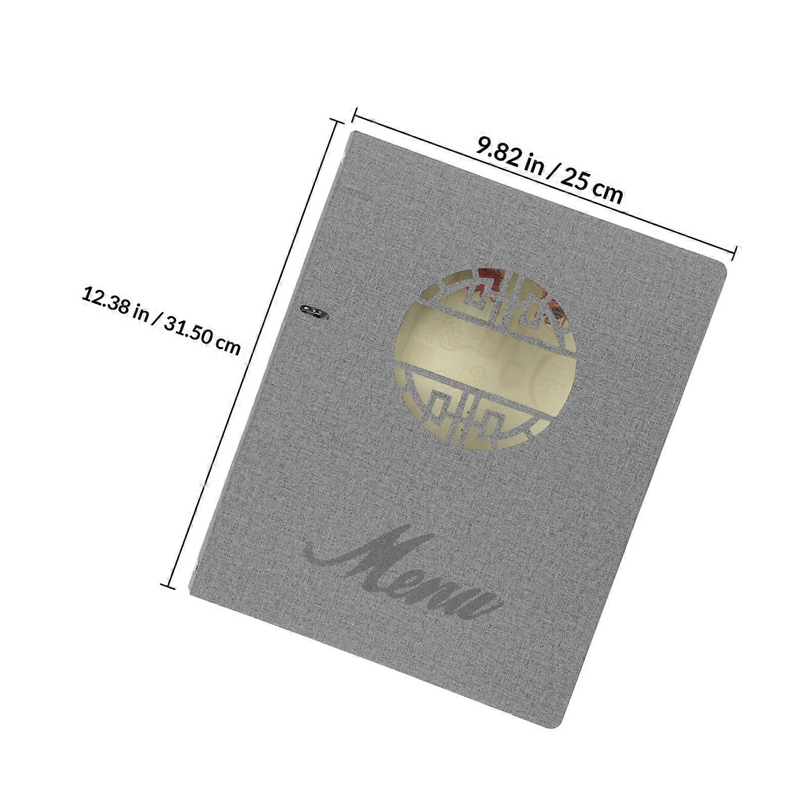 Menu Holder Salon Detachable Cover for Restaurant Grey PU Menu Protector