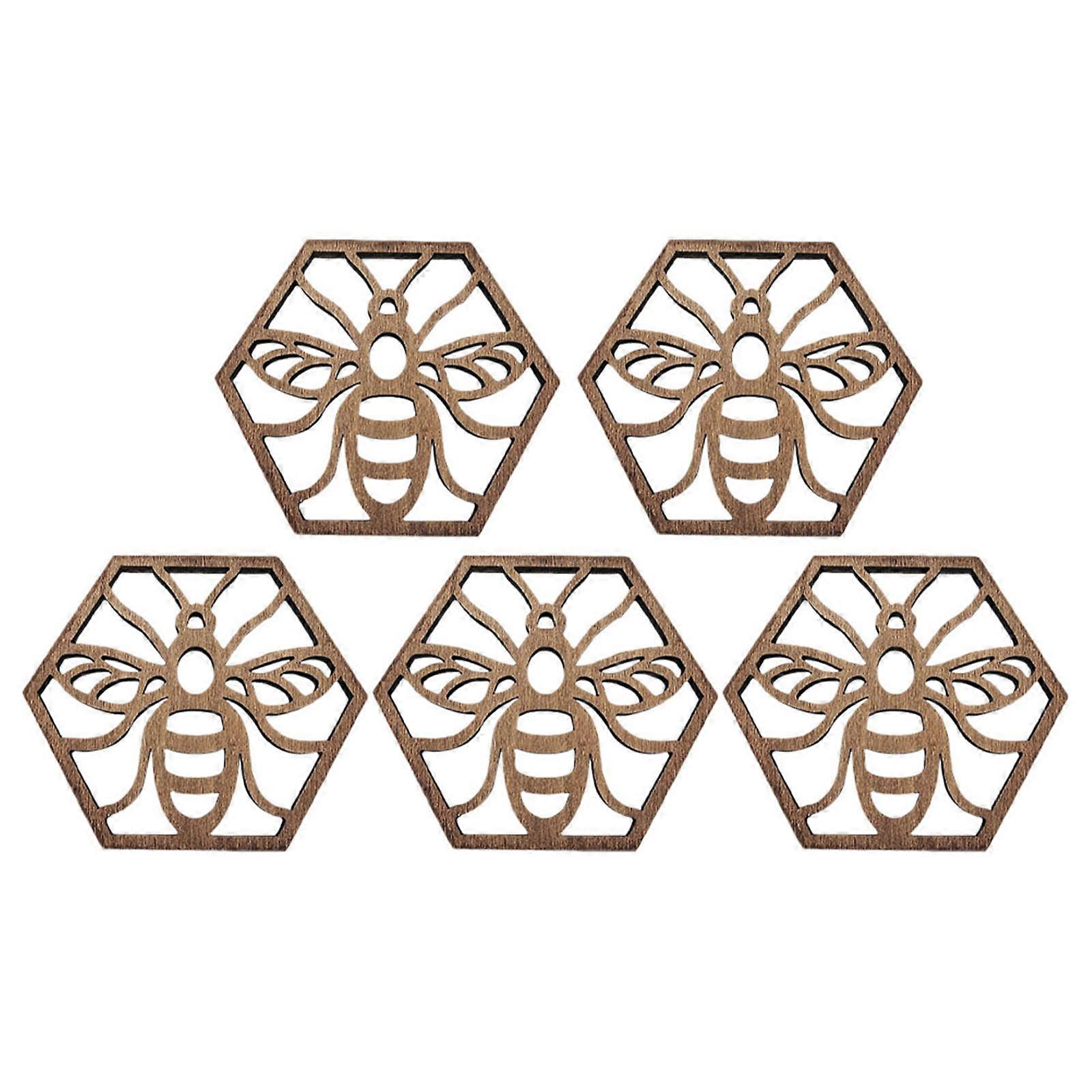 Tabletop Decor Wooden Coasters Protect Table Square Shape For Home Users 5Pcs