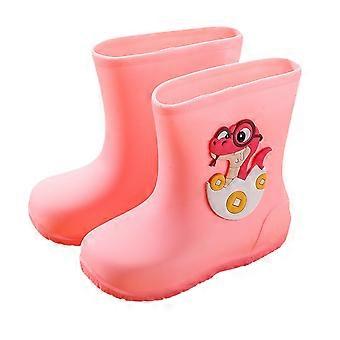 Scarpe antipioggia per bambini, con stampa di cartoni animati, antiscivolo, per esterni, in PVC, per bambine e bambini, rosa, 2-3 anni