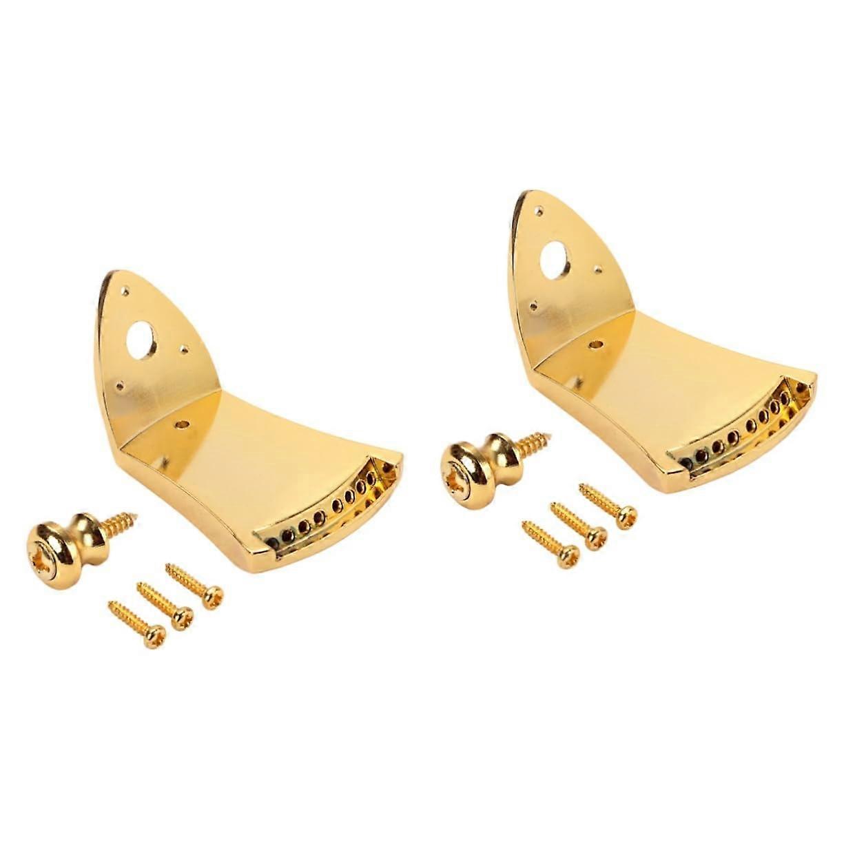 2pcs Golden Metal Triangle Mandolin Tailpiece with Screws for Easy String Changes and Secure Anchoring