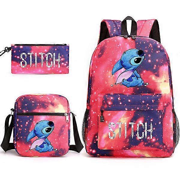 Lilo & Stitch Backpack Set School Bag. .- Perfect star red