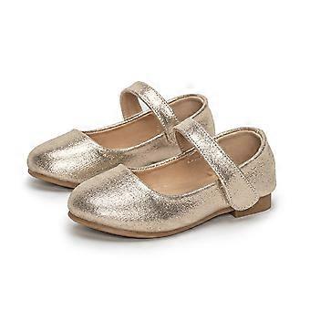 Mädchen Mary Jane Ballerinas, klassische Schuhe für Hochzeiten, Partys und Schulveranstaltungen, bequeme Kinderschuhe, Gold, Größe 11-12 Jahre