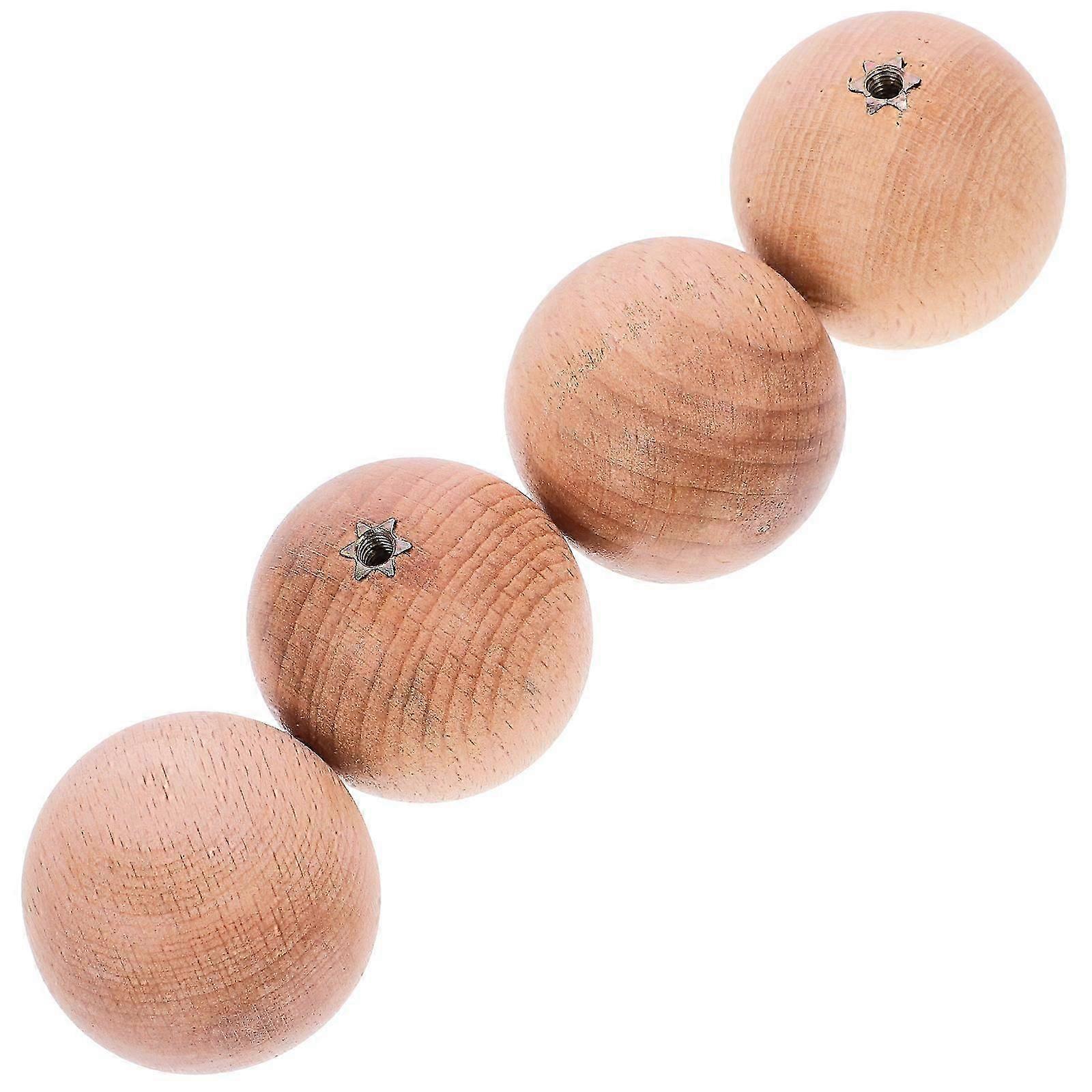 Wood Ball Knobs for Cabinet Drawer Wood Material 4Pcs Set