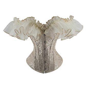 Gothic Bustier Corset Top Off Shoulder for Women Size S Beige