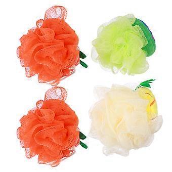 Bath Ball Fruit Shape Shower Brush for Bath Use 4Pcs Cartoon Mesh Sponge