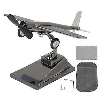 Solar Airplane Rotating Propellers Zinc Alloy Plastic Easy Assembly Solar Powered Aircraft compatible with Car Tabletop Office