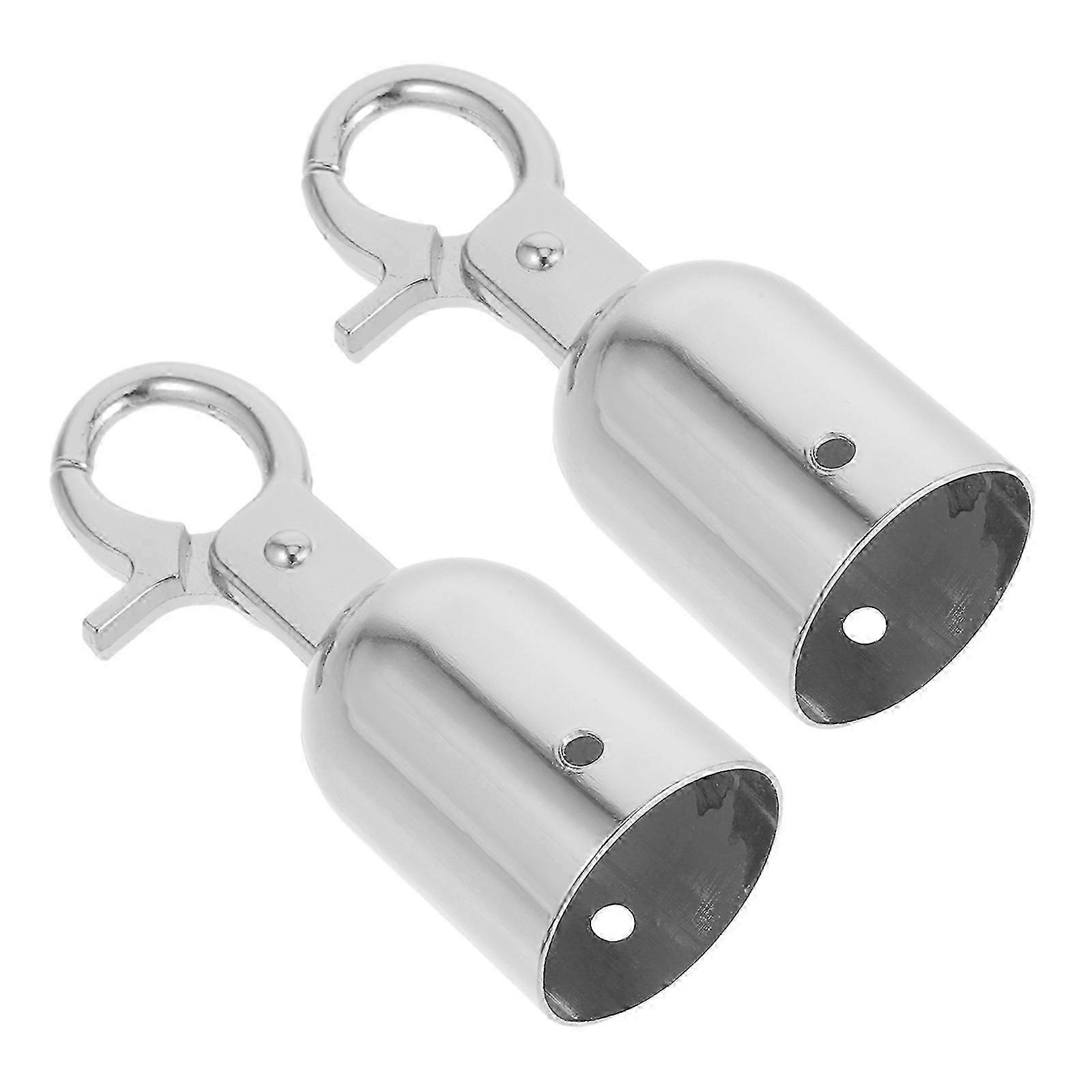 Crowd Control Rope End Caps | Rope Locks for Barrier Hooks, 10Pcs Silver