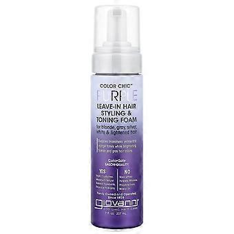 Giovanni, Color Chic™, Espuma Modeladora e Tonificante para Cabelos sem Enxágue Roxa, 207 ml (7 fl oz), Pacote com 3 unidades