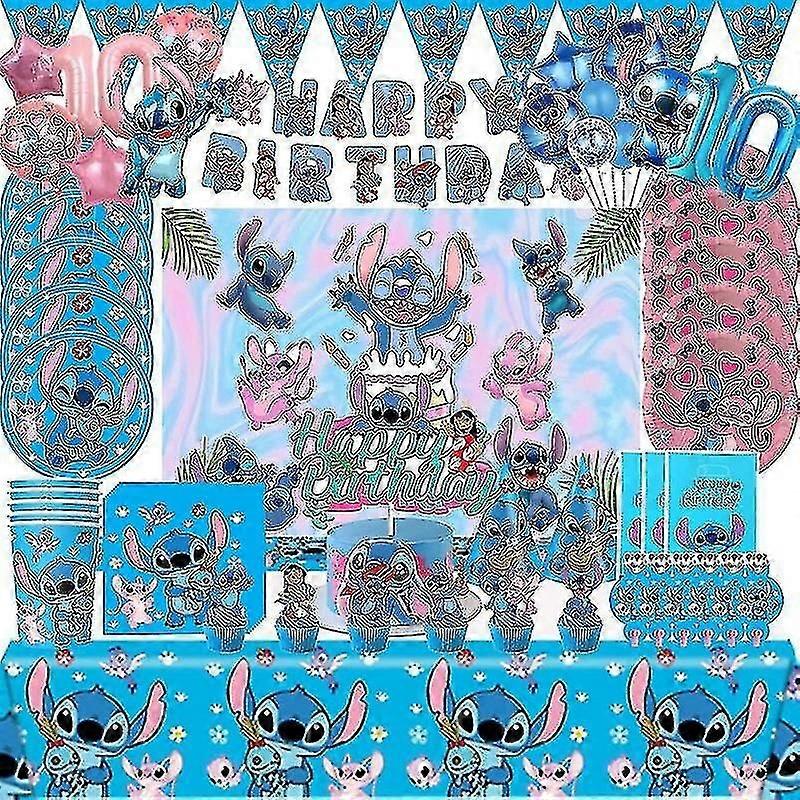 Stitch Birthday Party Decoration Lilo And Stitch Theme Tableware Set Cup Plate Angle Balloon Supplies For Kids Boy Girls