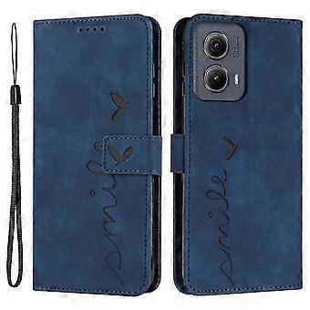 compatible Motorola Edge (2024) 5G Phone Case Wallet Imprinted PU Leather Phone Stand Cover - Sapphi fastxm