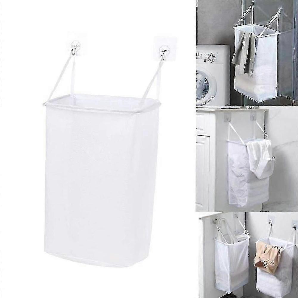 Laundry Basket, Wall-mounted Storage Laundry Foldable Hook Storage Net 26-27