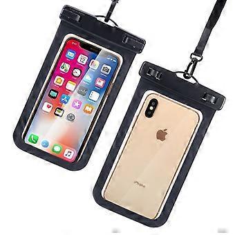 Dww - Wodoodporna torba na smartfon 2 szt. (czarna, 21,5 x 10,5 cm), wodoodporna torba na telefon z PVC, wodoodporne etui na smartfony iPhone 14 Plus 14 13 Pro Max 14 13