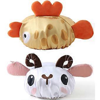 Bath Reusable Shower Caps Designed for Baby, Kids, Children,Long/Thick Hair, Cute, Waterproof, Cartoon Animal, Double Layer Bathing Hat for Boys, Girl