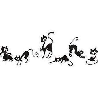 Funny Black Cat Wall Sticker Animals Living Room Background for Home Decoration Mural Art Decals Wallpaper Waist Line Stickers - -