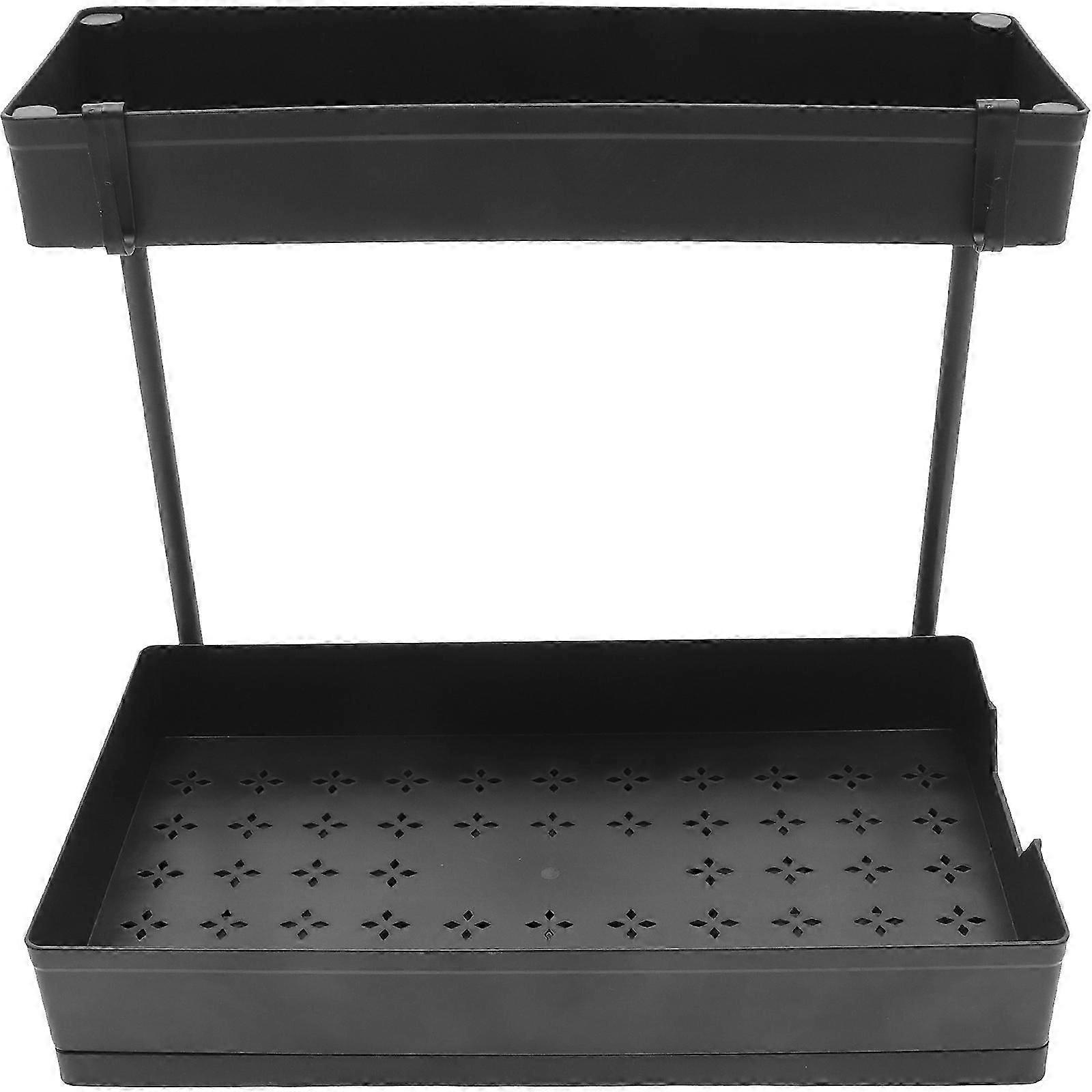 Bathroom Counter Storage Organizer For Kitchen With Pull Out Functionality Black Color 1Pack