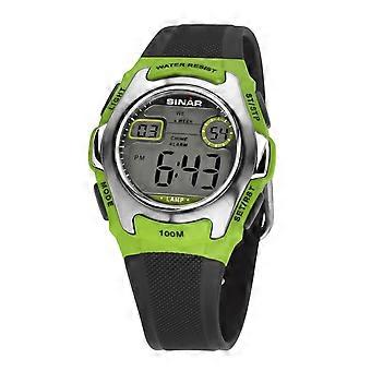 SINAR Youth Watch Kids Wristwatch Digital Quartz Silicone XE-50-3 Green Silver