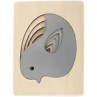 Houten meerlagige dierenpuzzels Cartoon 3D-paneel puzzel vroeg educatief speelgoed voor kinderen kinderen (grijze gradiëntvogel)