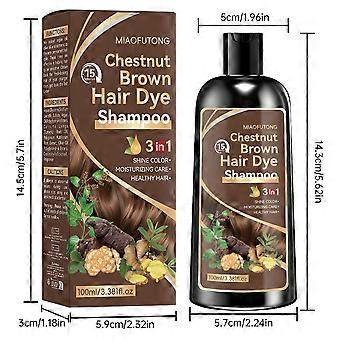 3-in-1 kastanjanruskea hiusvärishampoo, välittömästi harmaan peittävä hiusvärishampoo miehille ja naisille, helppo salonkityylinen värjäys kotona, 100ml