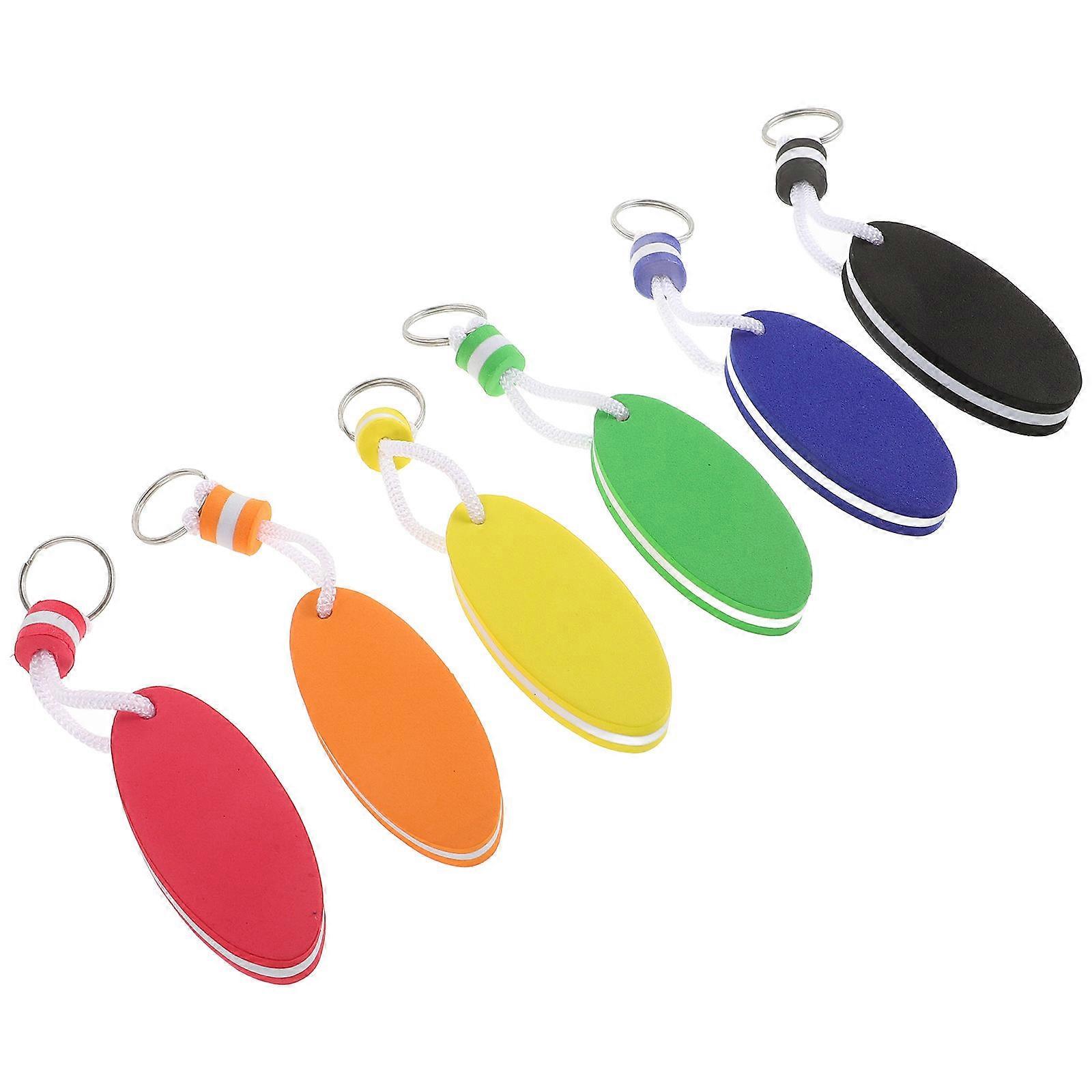 Floating Surfboard Keychains for Decoration 6Pcs Oval Key Rings Set