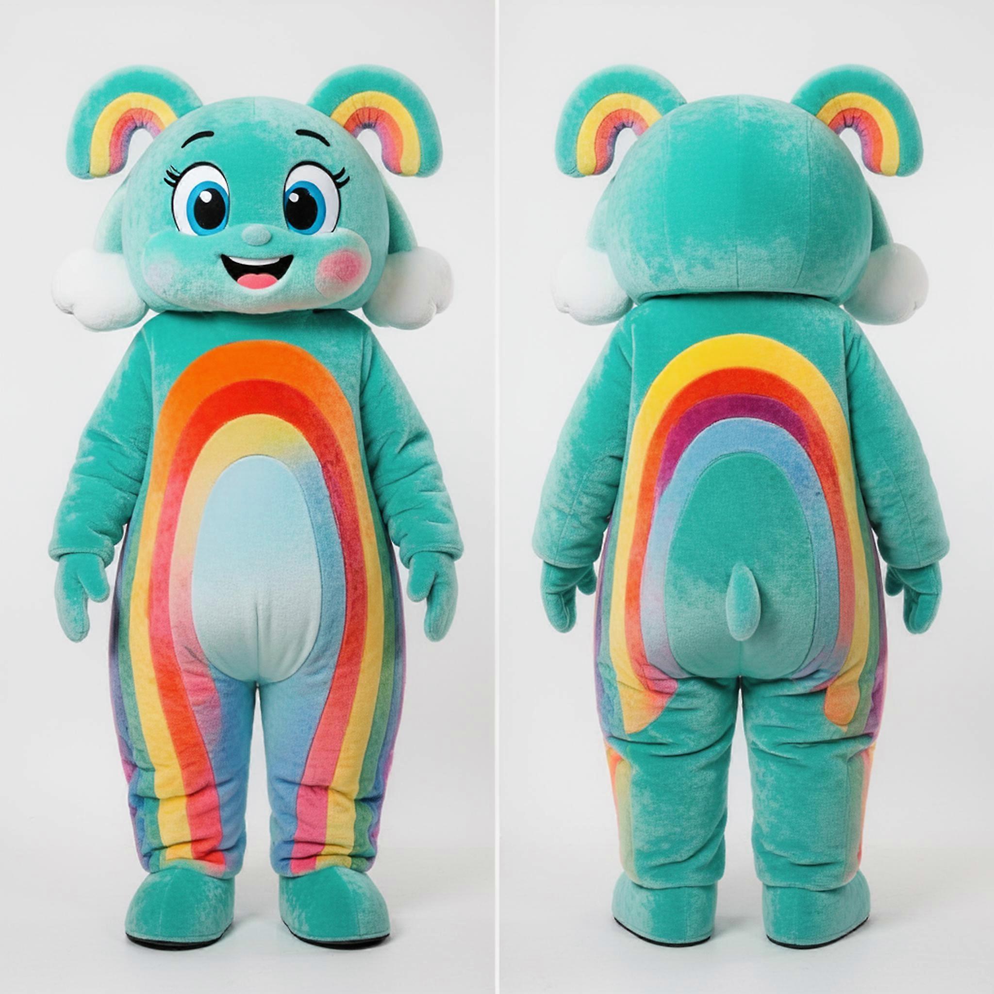 MASTICOT Teal Iridescent Rainbow Mascot