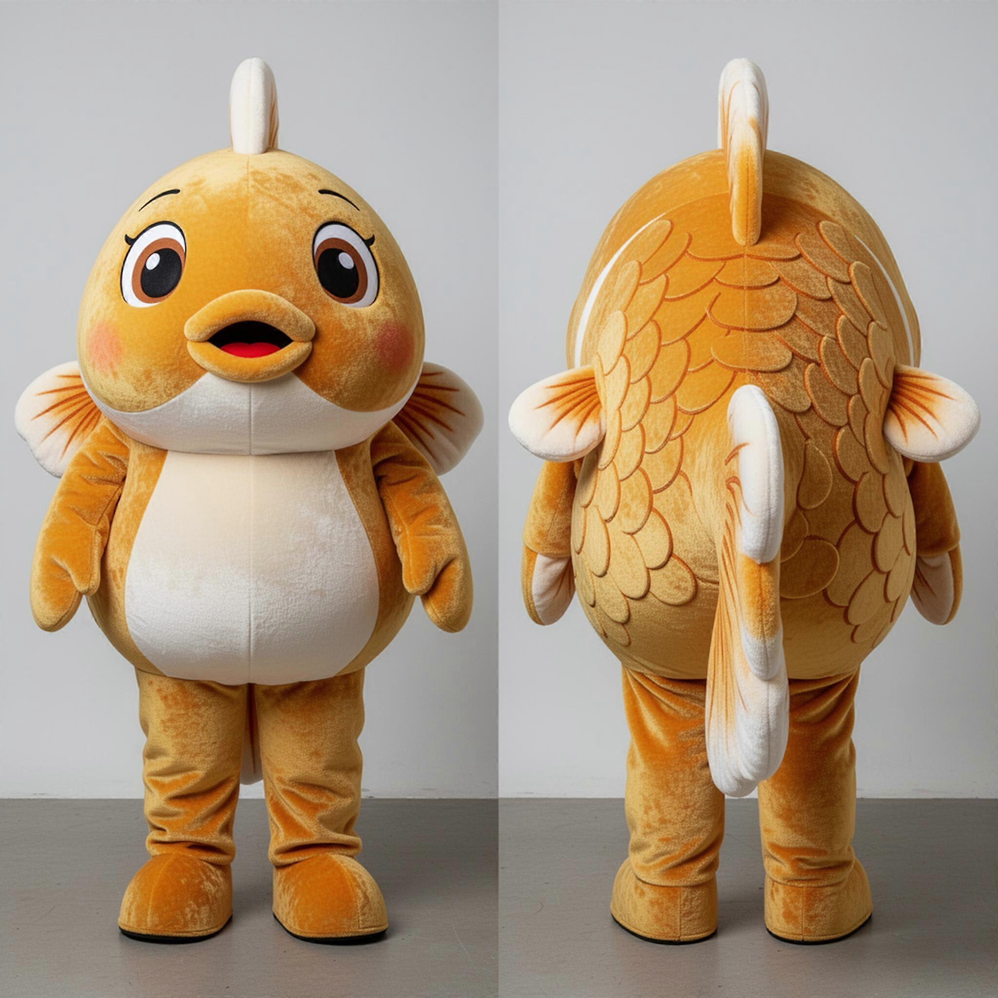 MASTICOT Bright Orange Smiling Goldfish Mascot