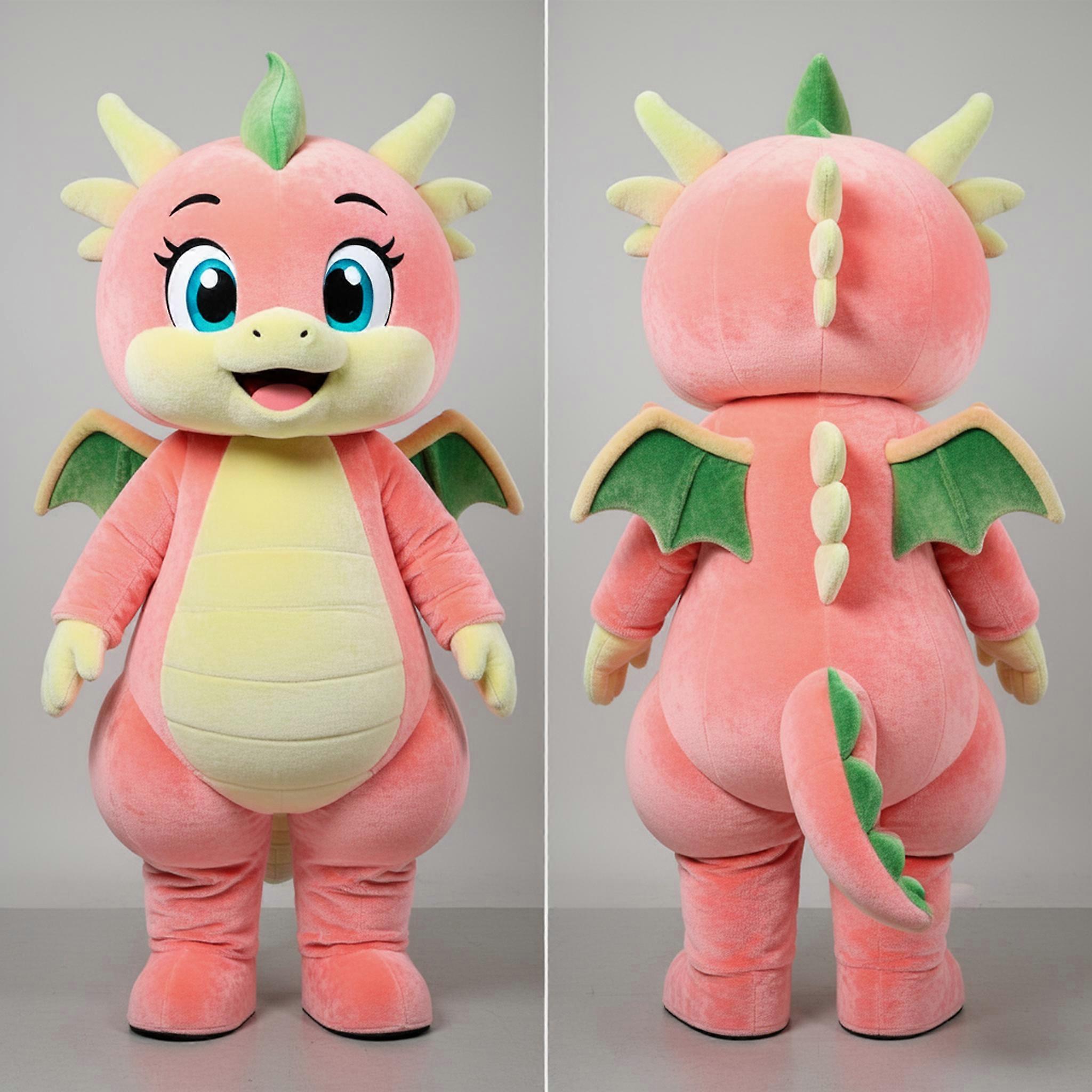 MASTICOT Peach Fluffy Dragon Mascot