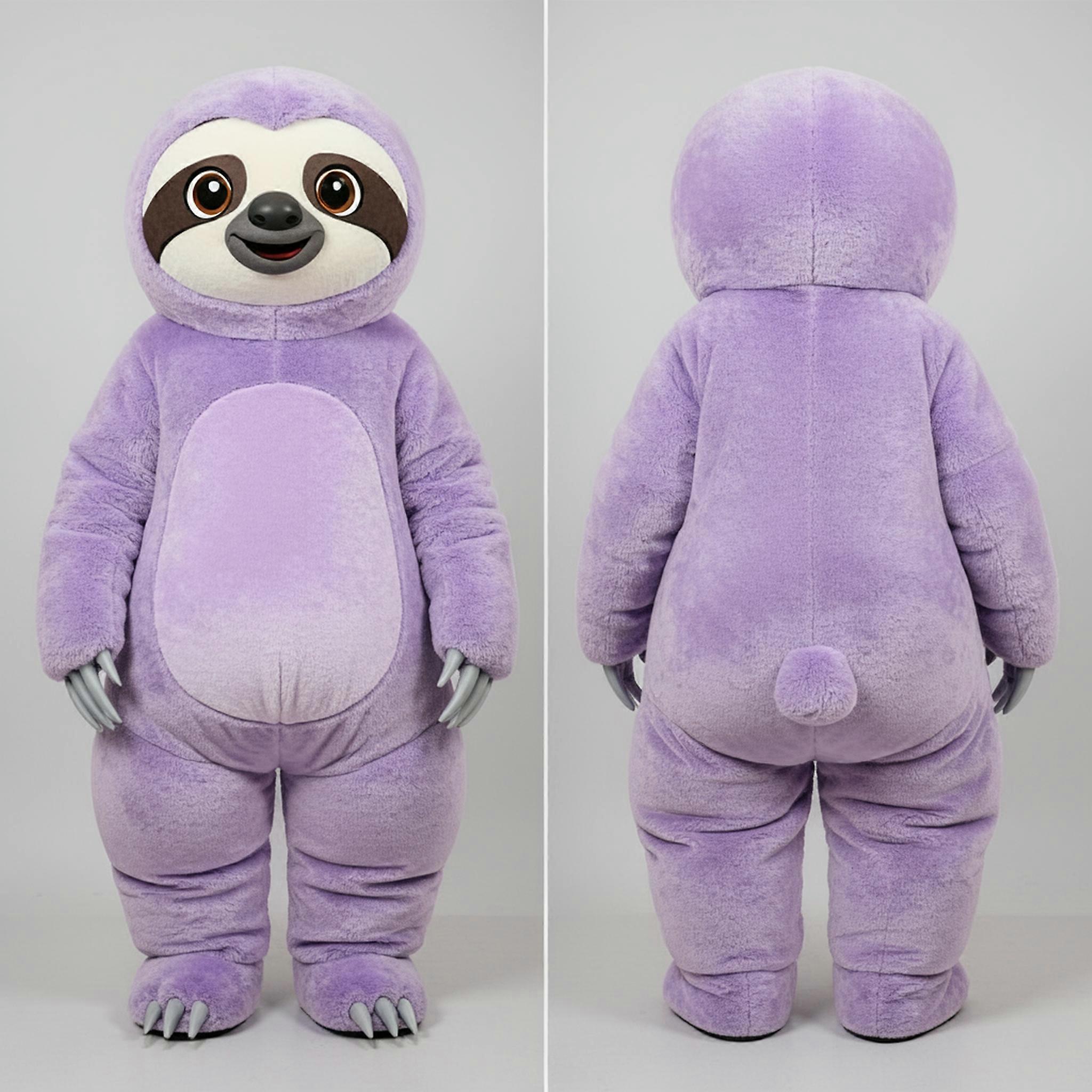 MASTICOT Lavender Denim-Clad Sloth Mascot