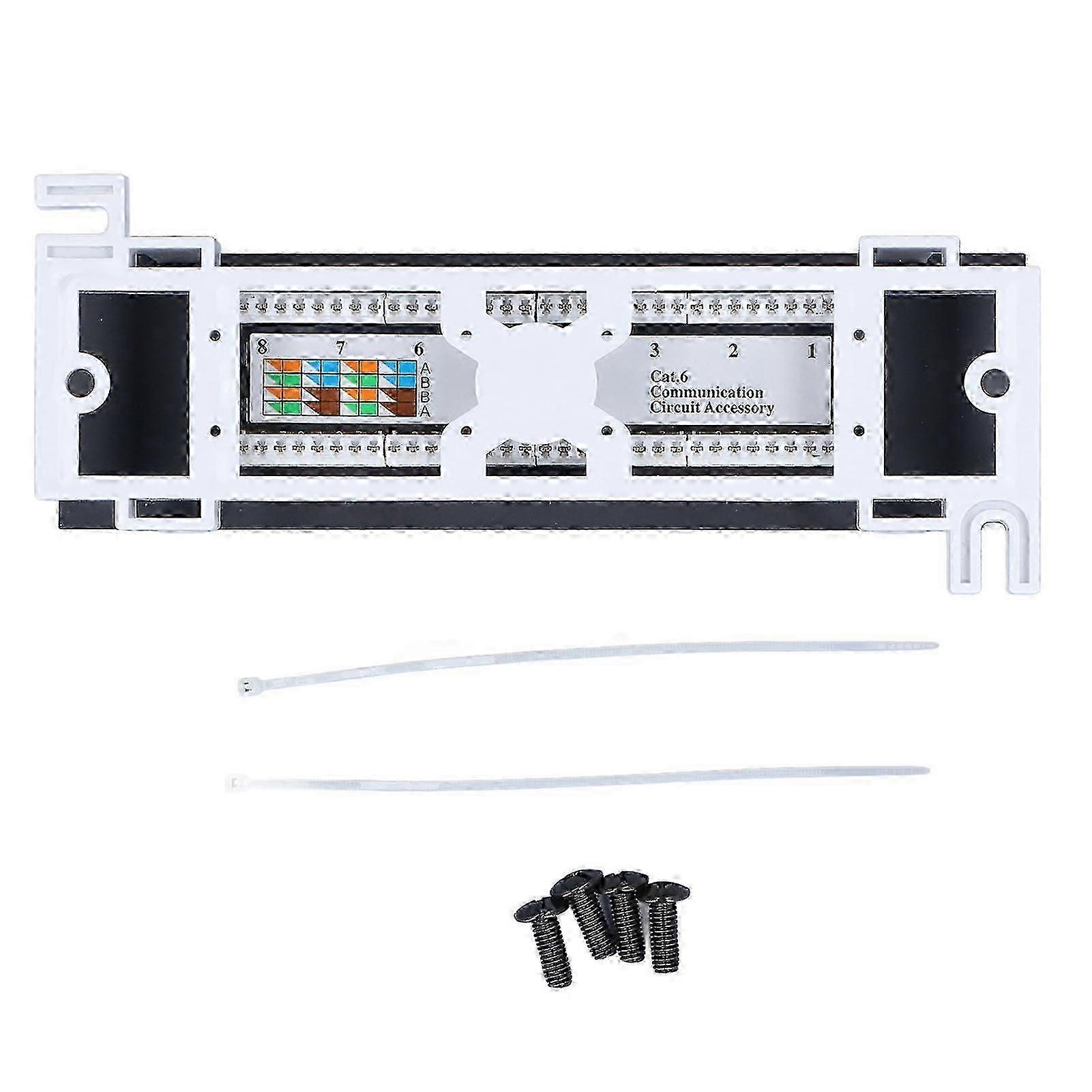 8-Port CAT6 Patch Panel Rackmount 568A/B RJ45 Network Accessory