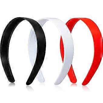 3 piezas de diademas de plástico de 2,5 cm de ancho con dientes, diadema de plástico duro lisa, diadema antideslizante para manualidades, aros para el cabello de mujer, accesorios para el cabello de Halloween, color negro.