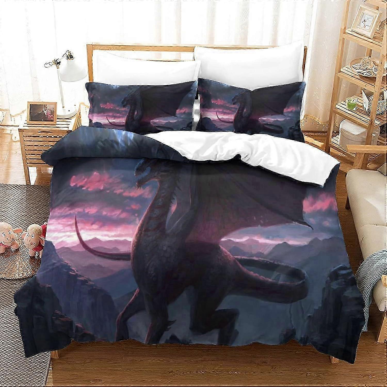 Dragon Print Microfiber Duvet Set