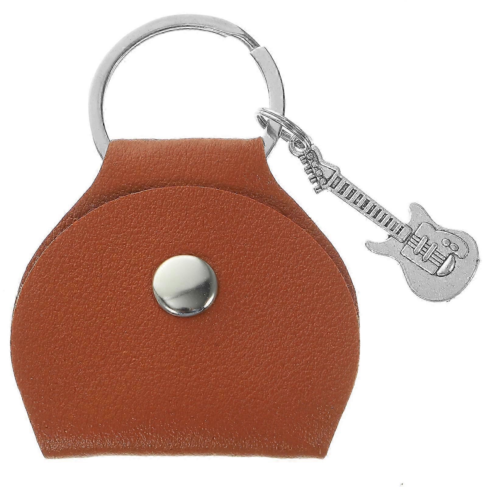 Practical Brown Guitar Pick Keyring Holder